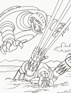 coloriage Goldorak contre un vaisseau vegatron